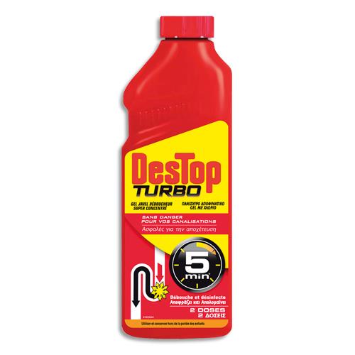 [203369] DESTOP Turbo Gel javel d'1 litre débouche et désinfecte, formule concentrée