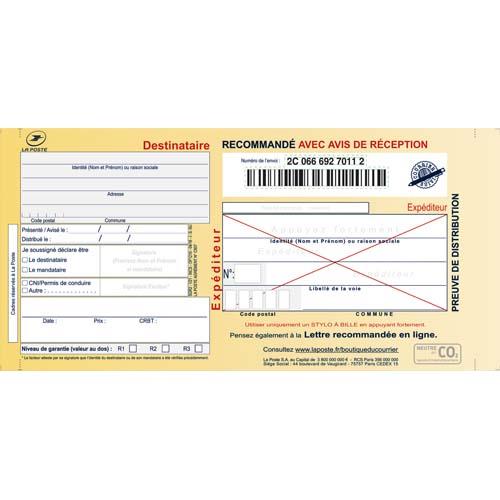 [207537] TECHMAY LOGETIQ Boîte de 100 liasses recommandées guichet avec AR SGR2